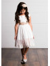 Cotton Lace Trim Tea Length Chic Flower Girl Dress